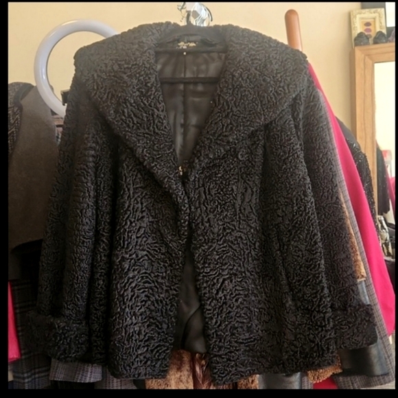 Vintage 90s pristine vintage fur/ coat with ornate collar - Picture 1 of 11